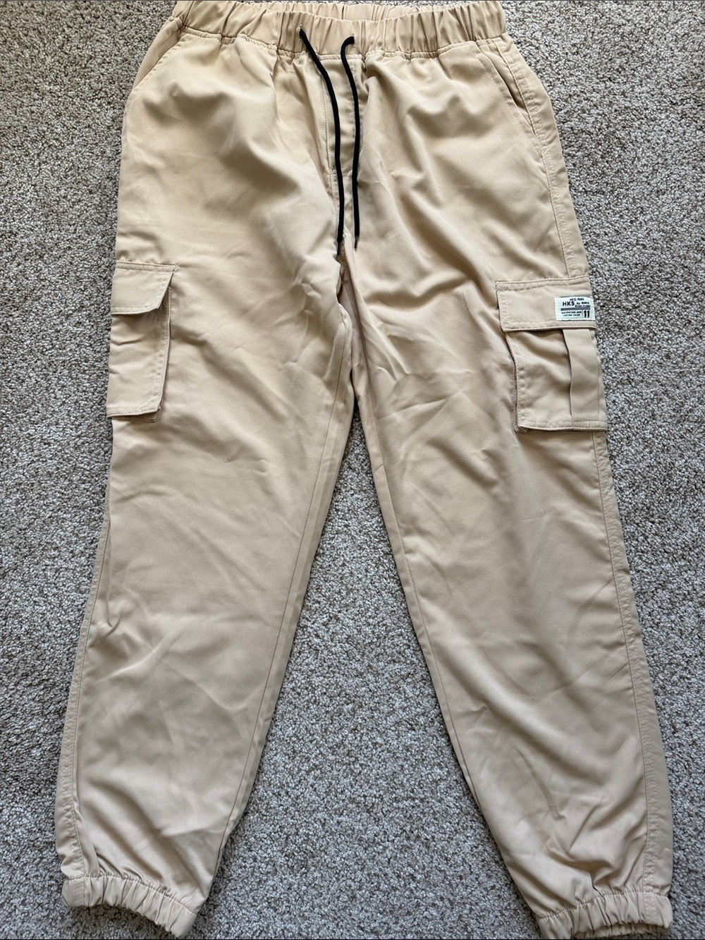 SHEIN Beige Cargo Joggers with Drawstring